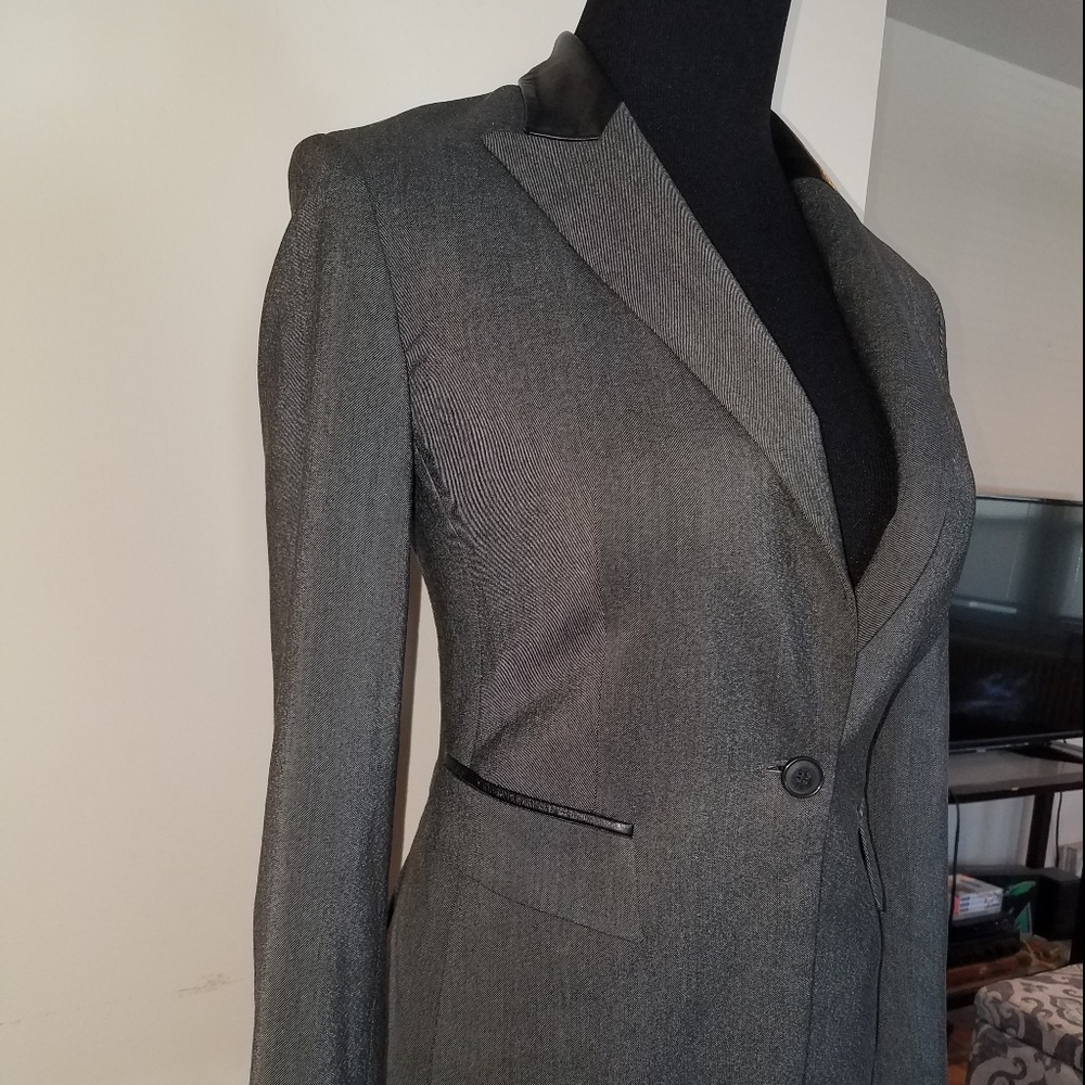 NWT Express Leather Trim Tuxedo Blazer - Picture 5 of 6